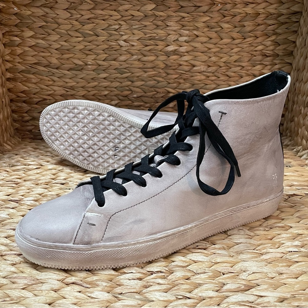 Frye‎ Astor Mid Lace Sneakers in a White/Gray Leather Finish